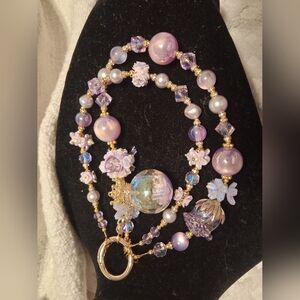 Elegant Handmade Purple and Gold Keychain/Phone Charm